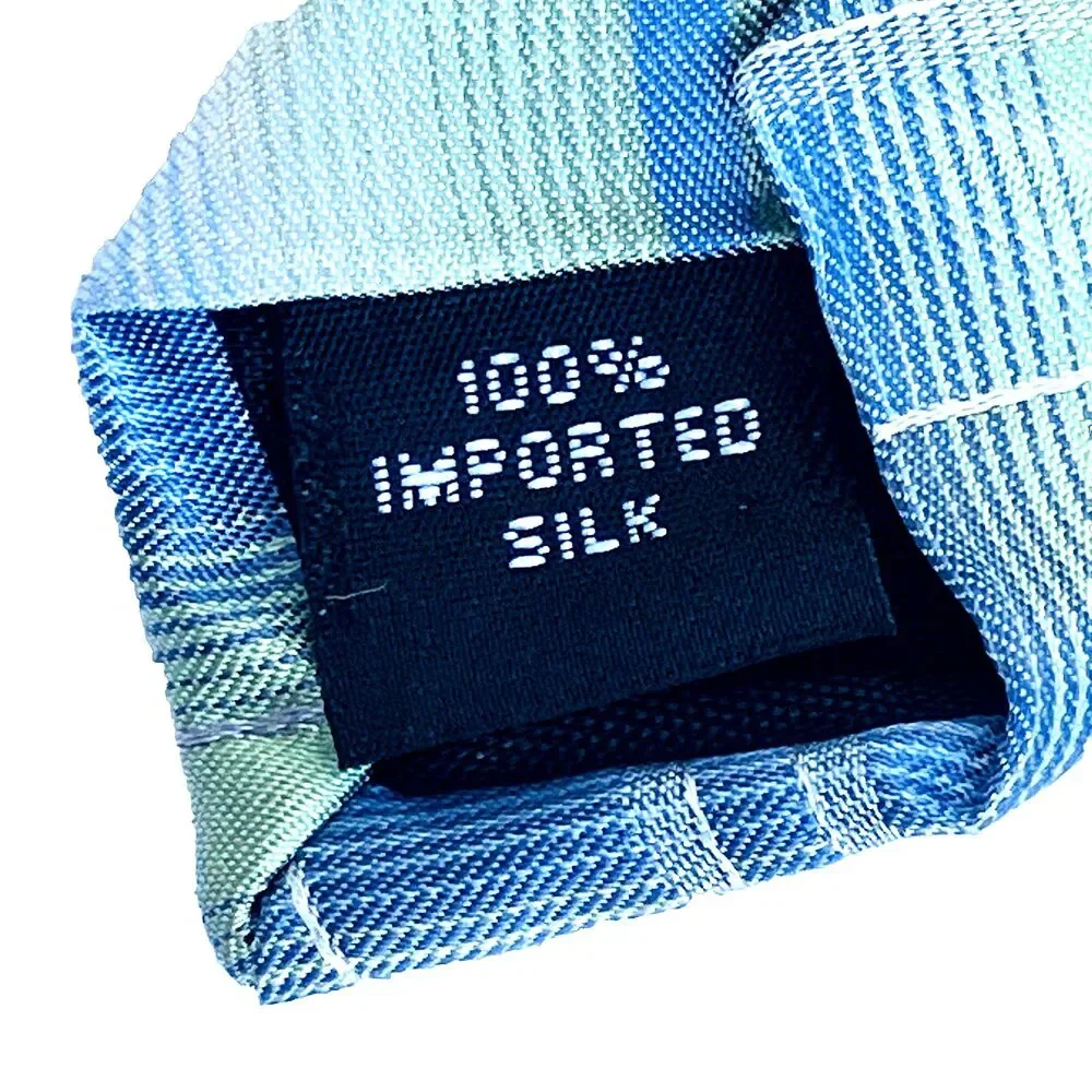 Perry Ellis Portfolio Tie Tartan Plaid Shiny Blue Green Irish Celtic Summer Scot